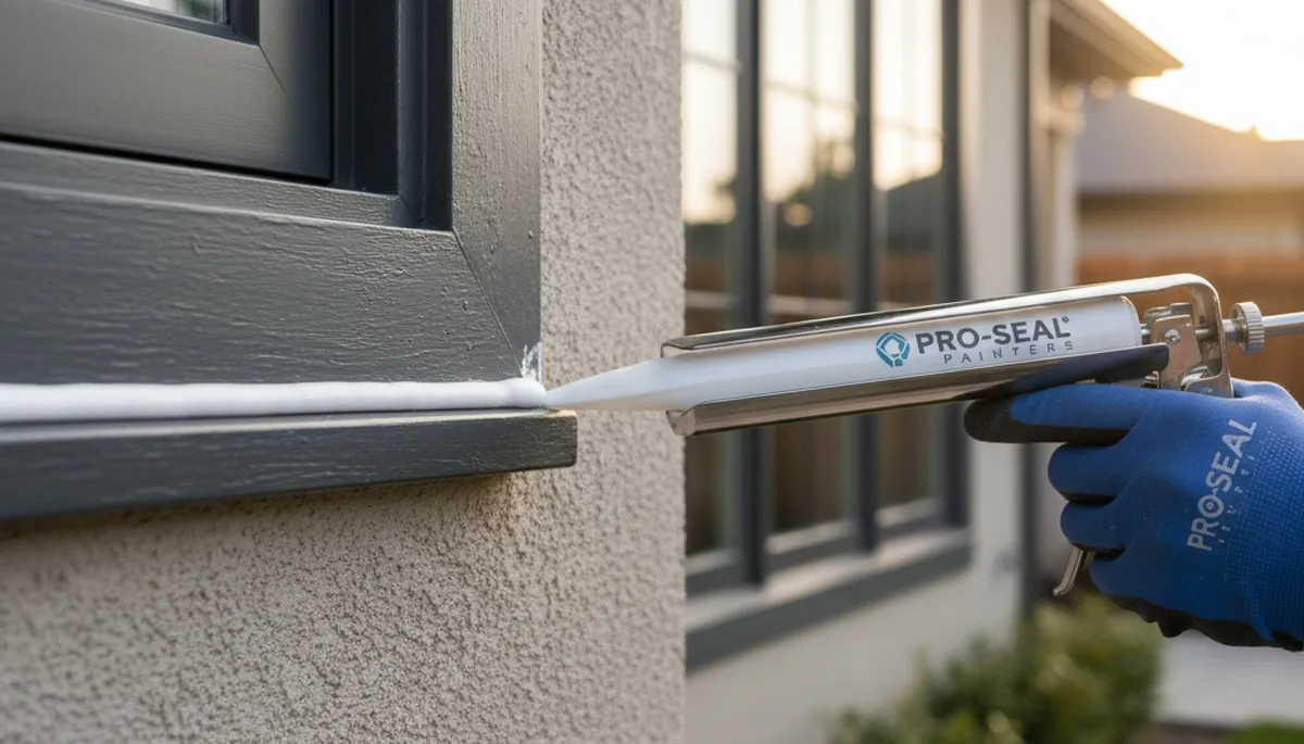 Professional caulking and sealing work on a Glendale AZ home exterior for weather protection