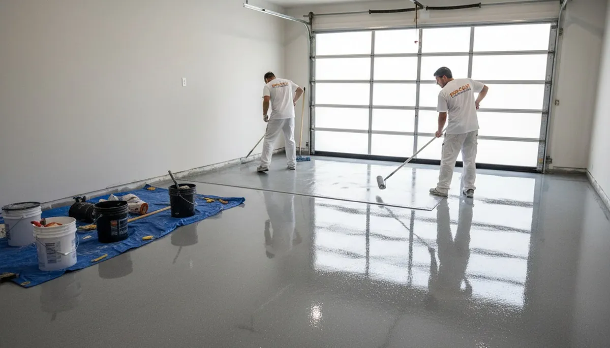 Epoxy garage floor coating in Glendale AZ by professional painters for durable, heat-resistant finish
