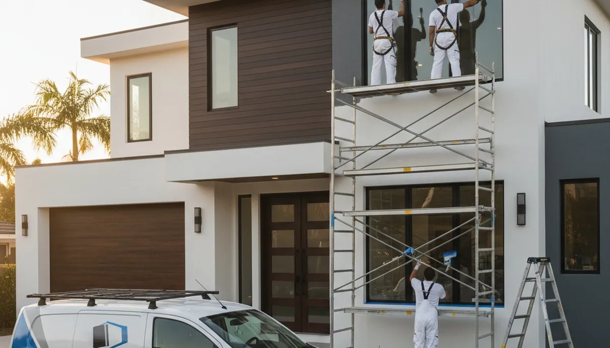 Professional exterior house painting on stucco home in Glendale, AZ by Desert-Tough Painters