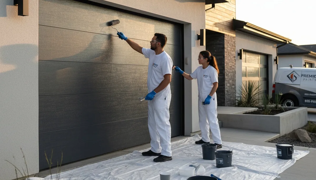 Professional garage door painting in Glendale AZ with UV-resistant finish for lasting curb appeal