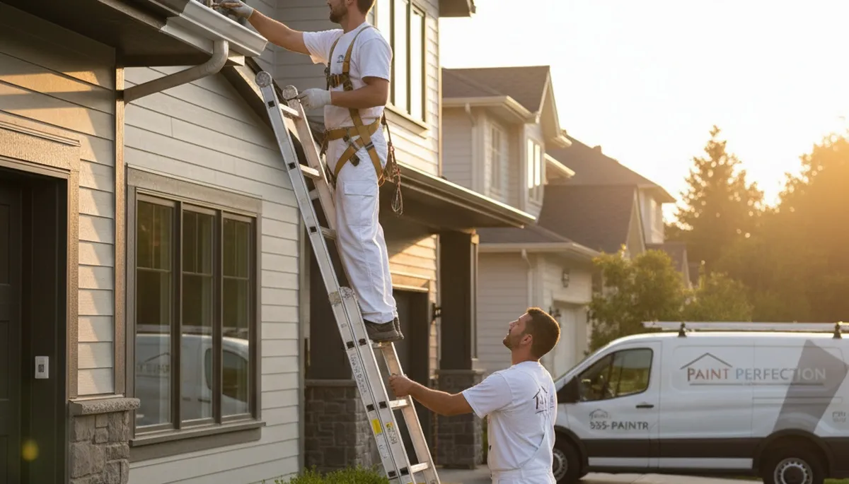 Professional gutter painting on a Glendale AZ home restoring curb appeal and weather protection