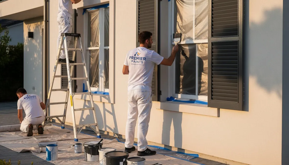 Professional shutter painting in Glendale AZ with UV-resistant finish for wood and vinyl shutters
