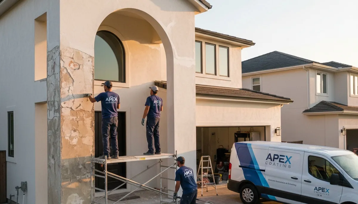Professional stucco repair and painting on Glendale AZ home exterior by expert contractors
