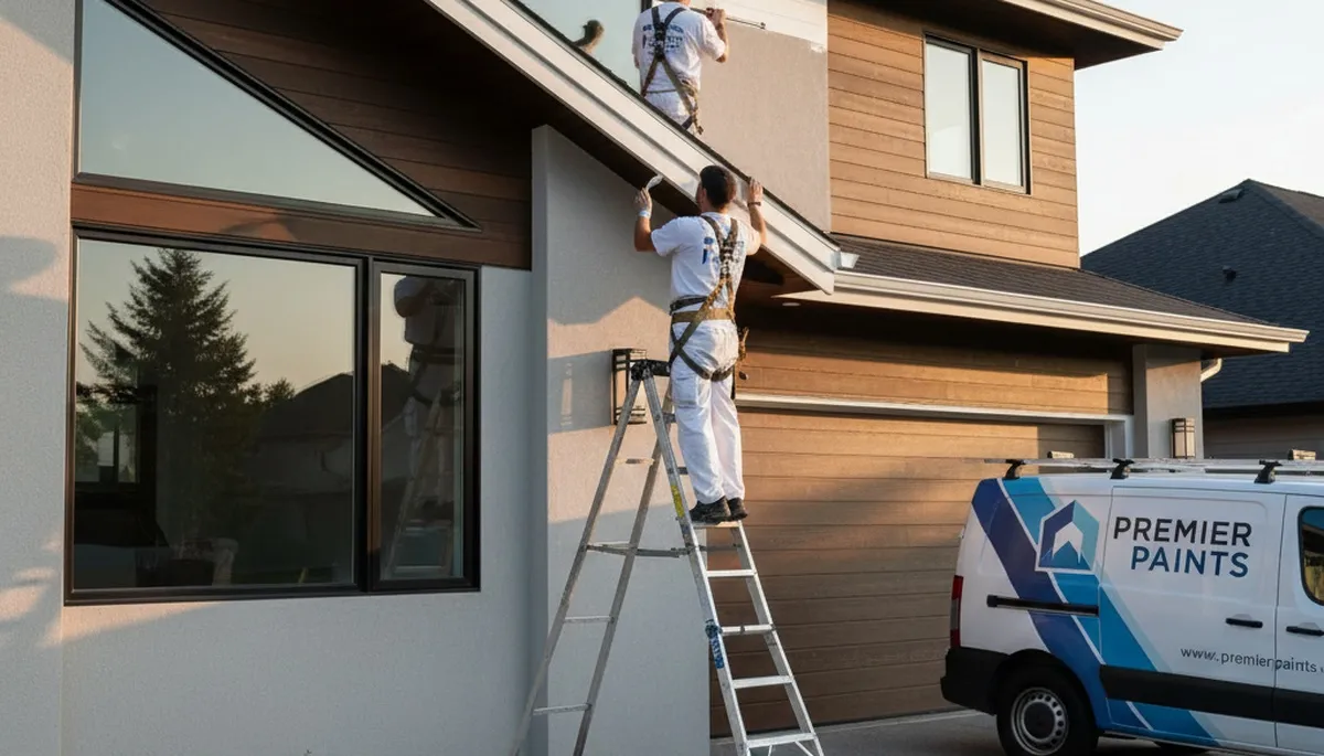 Professional trim and fascia painting on a Glendale, AZ home by expert exterior house painters