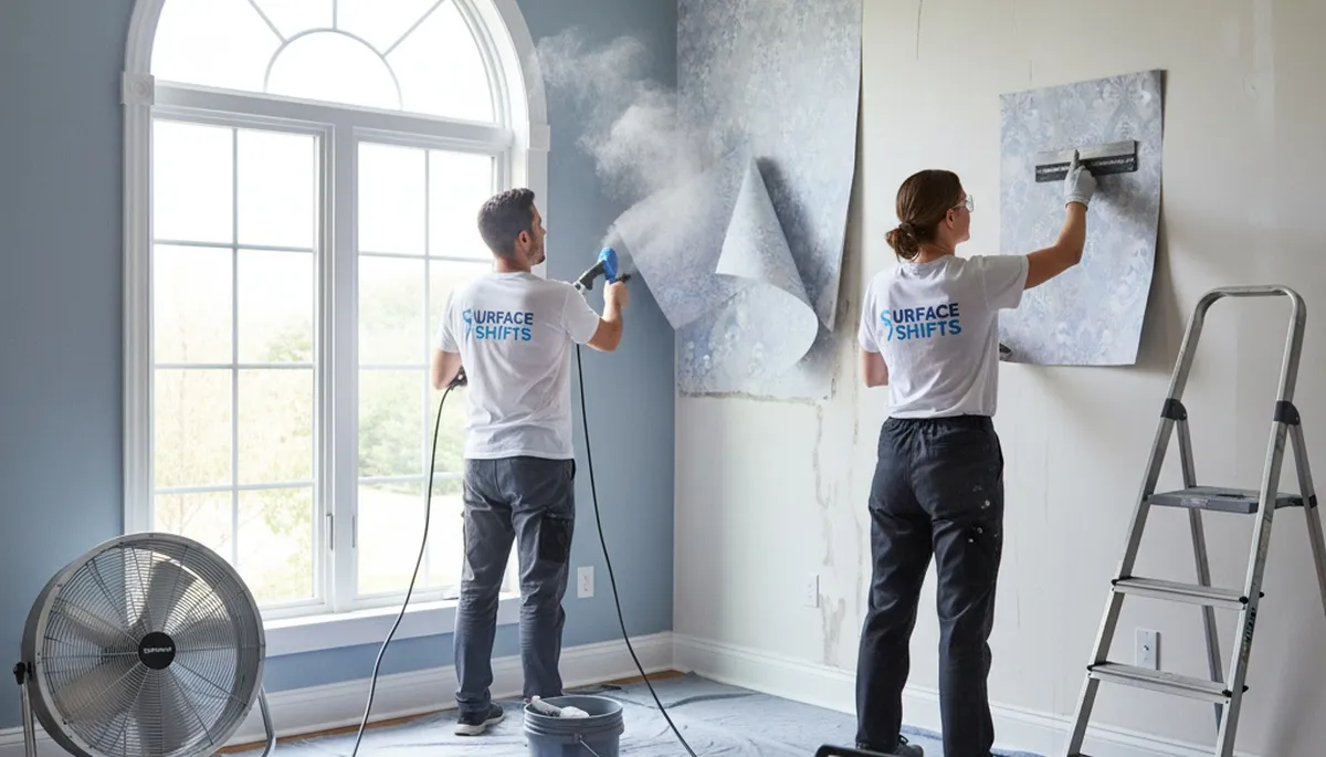 Professional wallpaper removal service in Glendale, AZ restoring walls for smooth repainting